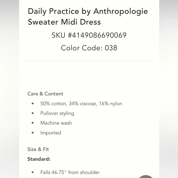 Anthropologie NWT Daily Practice by Anthropologie Sweater Midi Dress size 1X. - Picture 8 of 13